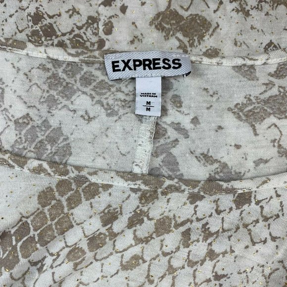 Express M Patterned Gold Accents Top Cold Shoulder Dolman Like Sleeves - Picture 12 of 12